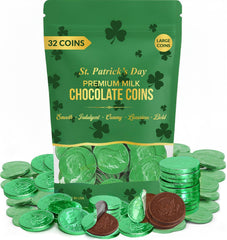 Jumblet St Patrick's green coins in shiny foil, ideal for party displays and easy sharing.