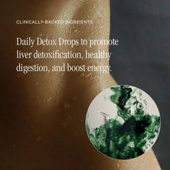 Juna Detox Chlorophyll Drops added to water for a daily wellness ritual.