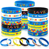 JUNEBRUSHS 42-piece autism bracelet set for daily wear and awareness