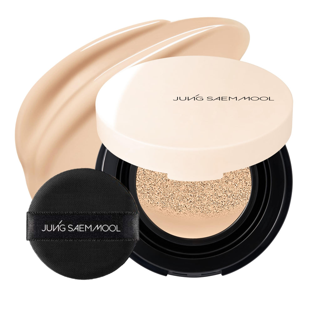 JUNG SAEM MOOL Essential Skin Nuder Cushion front view shows natural glow and buildable coverage.
