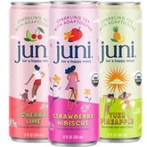 JUNI Sparkling Variety Pack can shown, offering a low-calorie, sugar-free refreshment.