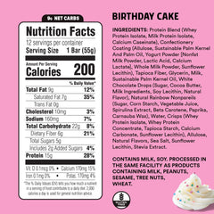 Junkless Birthday Cake Bar wrap shows clean ingredients and no junk.