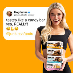 Junkless Chocolate Peanut Butter Bar cut view shows chewy texture.