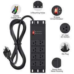 JUNNUJ 4800J surge protector closeup showing rugged metal shell.