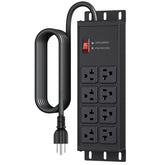 JUNNUJ heavy-duty surge protector with 8 outlets and a 6 ft cord for workshops.
