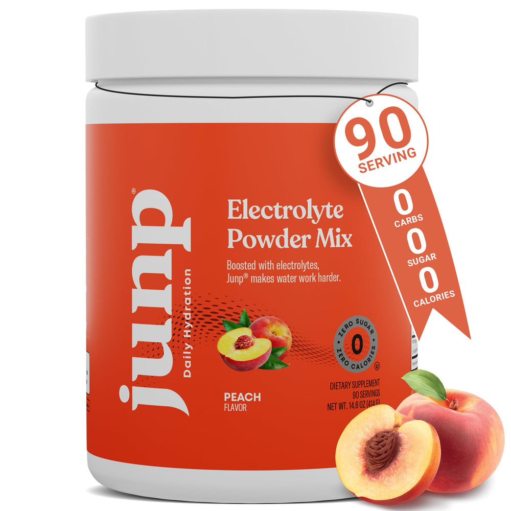 JUNP electrolytes powder no sugar tub for clean hydration.