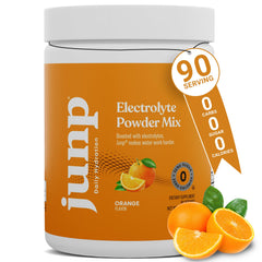 JUNP electrolytes powder orange tangy flavor boosts hydration during workouts.