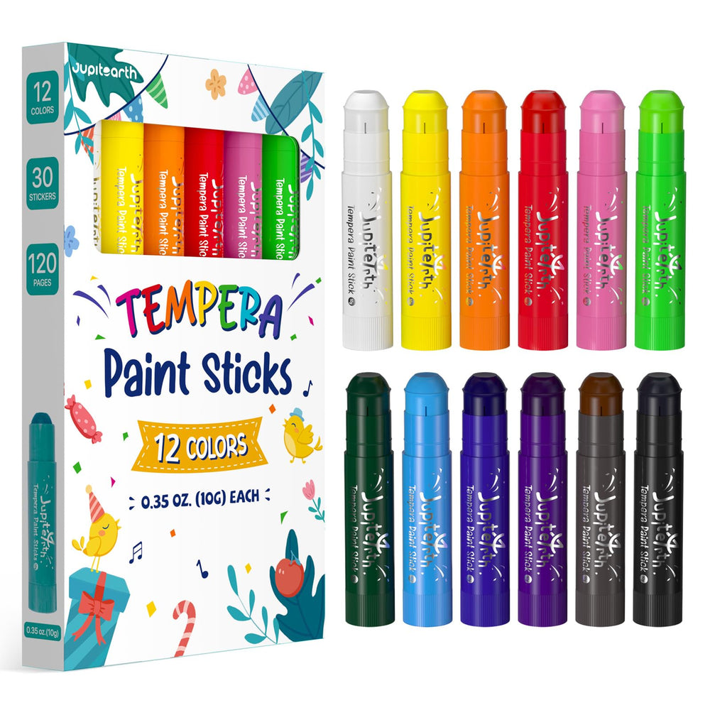 Jupiterarth paint sticks 12 colors offer vivid pigment for kid-friendly art.