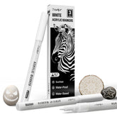 JusArt white marker 0.7mm tip enabling precise detailing on dark surfaces.