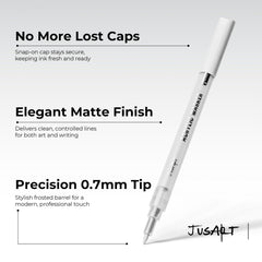 JusArt white marker on glass or ceramic creates crisp lines.