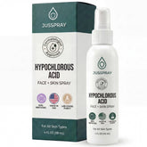 Jusspray HOCl face spray bottle shown for daily skin care and cleansing