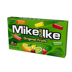 Just Born Mike and Ike Original Fruits 12-pack side view, ready for pantry storage or travel.