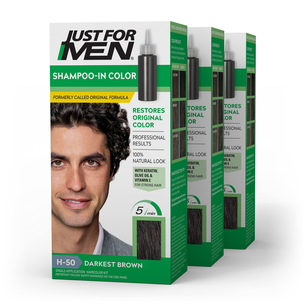 Just For Men Shampoo-In Color bottle in Darkest Brown for natural gray coverage