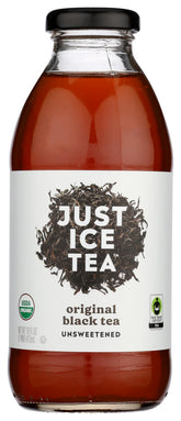 Just Ice Tea bottle pour shows crisp, unsweetened black tea ready to refresh