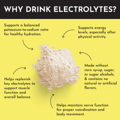 JUST INGREDIENTS Lemonade Electrolytes packaging highlights long shelf life.