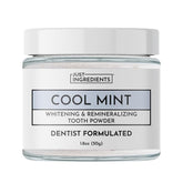 Just Ingredients remineralizing tooth powder bottle with fluoride-free enamel support