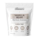 JUST INGREDIENTS Vanilla Bean Protein Powder bottle shows real vanilla and clean ingredients for sustained energy.