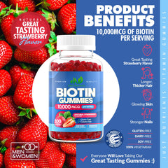Just Nutrients Biotin gummies strawberry pour, easy daily dosage and accessibility