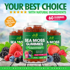 Just Nutrients Sea Moss Gummies opening bottle signals easy daily vitamin ritual.