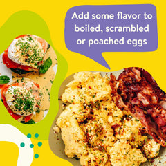 Just Spices Egg Topping on scrambled eggs boosts texture and taste