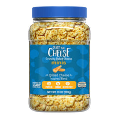 Just the Cheese Minis jar of grilled cheese crisps for a savory low-carb snack.