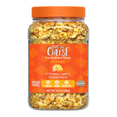 Just the Cheese Minis jar top view, a convenient high-protein snack.