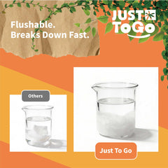 JUST TO GO wipes are thick and tear-resistant for reliable cleaning.