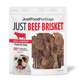 JustFoodForDogs beef brisket jerky slices, low-calorie training reward