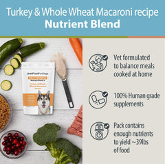 JustFoodForDogs Nutrient Blend cooking instructions illustrate easy DIY meal prep.