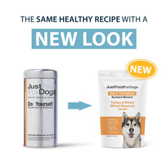 JustFoodForDogs Nutrient Blend ingredients, human-grade, used in vet-developed recipes.