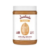 Justin's Classic Peanut Butter Spread jar shows creamy texture for sandwiches