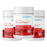 Juvenon BloodFlow-7 bottle front shows Nitrosigine and S7 for energy and focus.
