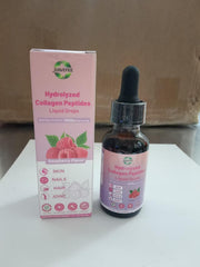 JUIWEFKK hydrolyzed collagen liquid drop being poured for precise dosing.