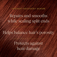 Serum on heat-styled hair demonstrates heat protection