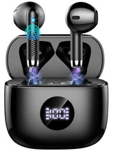 Jxrev wireless earbuds with LED power display showing battery level for easy charging