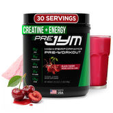 JYM Supplement Science Pre JYM Black Cherry tub supports focus and endurance for intense training.