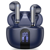 JYUESJKJ earbuds with LED display show battery status for easy charging.