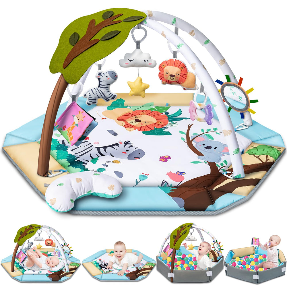 Jyusmile forest-theme baby gym play mat stimulating visual exploration