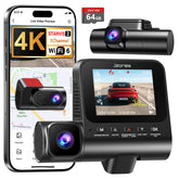 Jzones 4K dash cam front view provides sharp road footage for clear evidence.