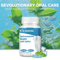 K ZGSHGL enamel-repair action with hydroxyapatite in a chew