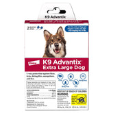 K9 Advantix Extra Large application tube prepared for monthly protection on a large dog.