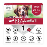 K9 Advantix II large dog bottle front shows 30-day protection for fleas, ticks, and mosquitoes.