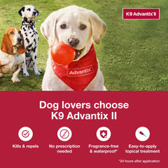 K9 Advantix II pest protection suitable for indoor and outdoor dogs.