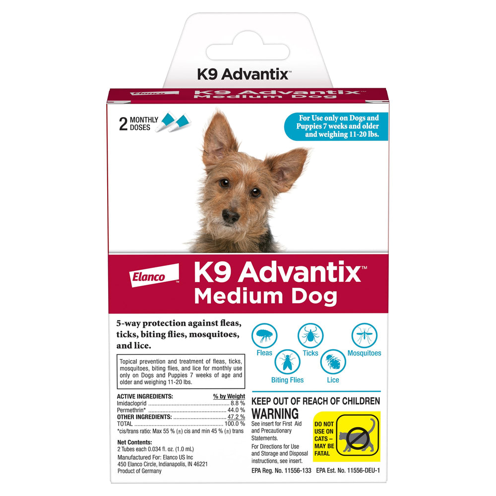 K9 Advantix medium dog spot-on application protects against fleas and ticks