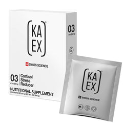 KA EX cortisol stress reducer pack on gym bench supports post-workout recovery.