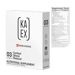 KA EX Swiss engineered recovery formula bottle beside water for hydration.