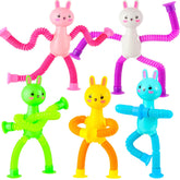 Kabvry Easter bunny pop tubes with suction cups enable versatile play on smooth surfaces.