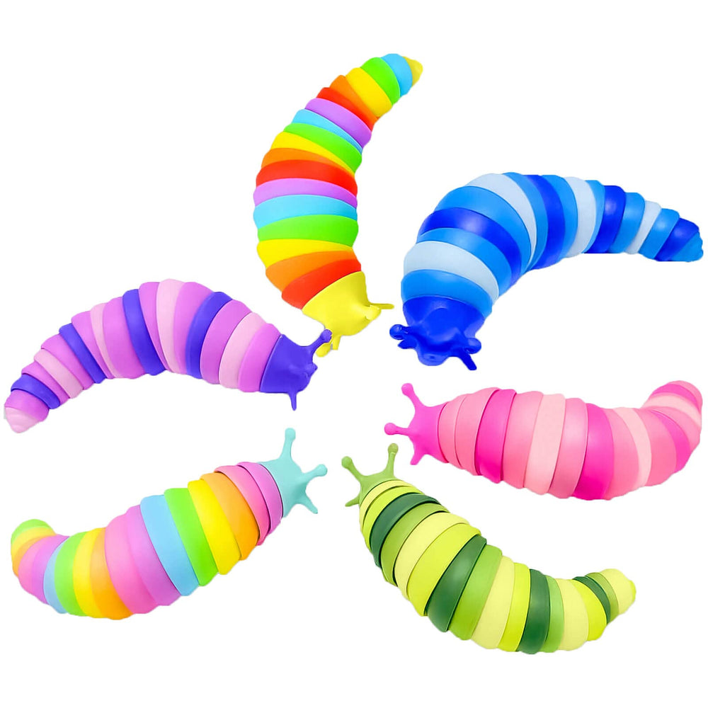 Kabvry Sensory Slug Toy in macarons, six-pack, ideal for tactile play and visual focus.