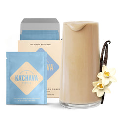 Ka’Chava Vanilla bottle shows creamy plant-based meal replacement for on-the-go fueling.