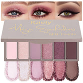 Kaely mini rose pink eyeshadow palette front shows versatile shades for everyday looks.